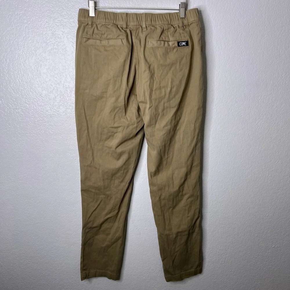Core USA Mens Khaki Chino Straight Leg Pants‎ Elastic Waist Tan Size 32x30